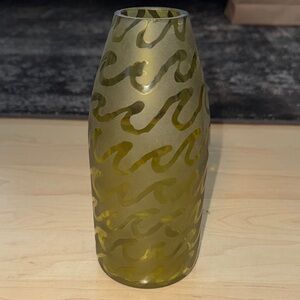 Etched Wine Bottle Glass Vase